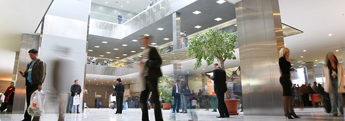 Busy office lobby